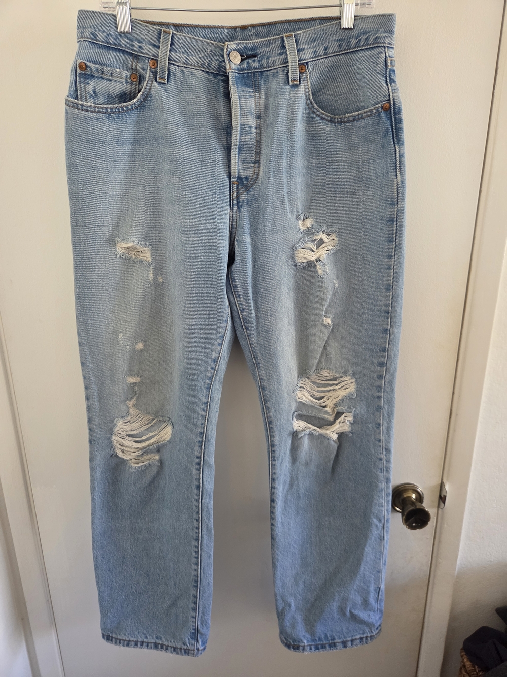 Levi's Premium  501 Jeans Women's 25 Blue Stone Wash Distressed 29 X 30